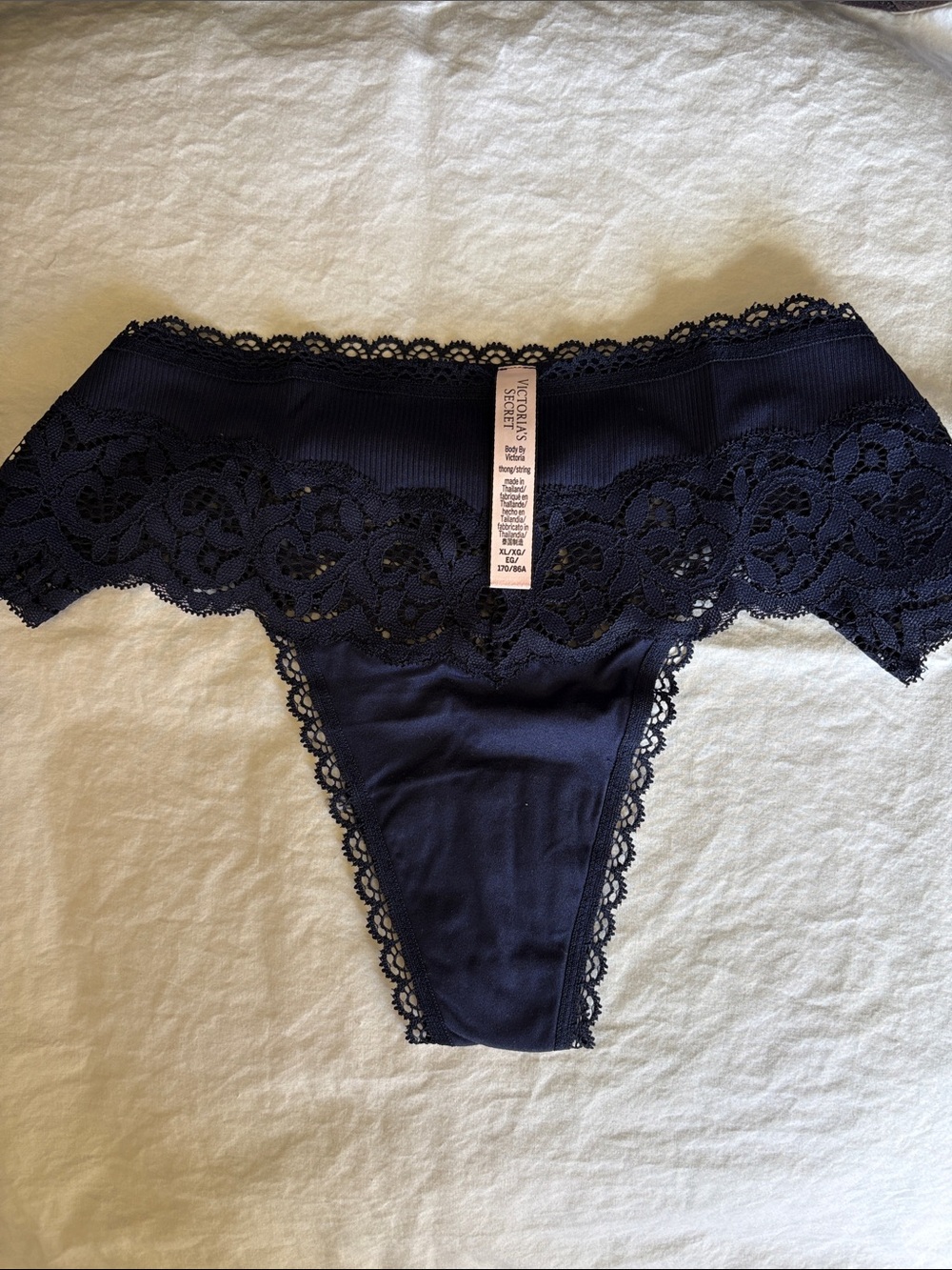 Victoria's Secret Navy Lace Hipster Thong